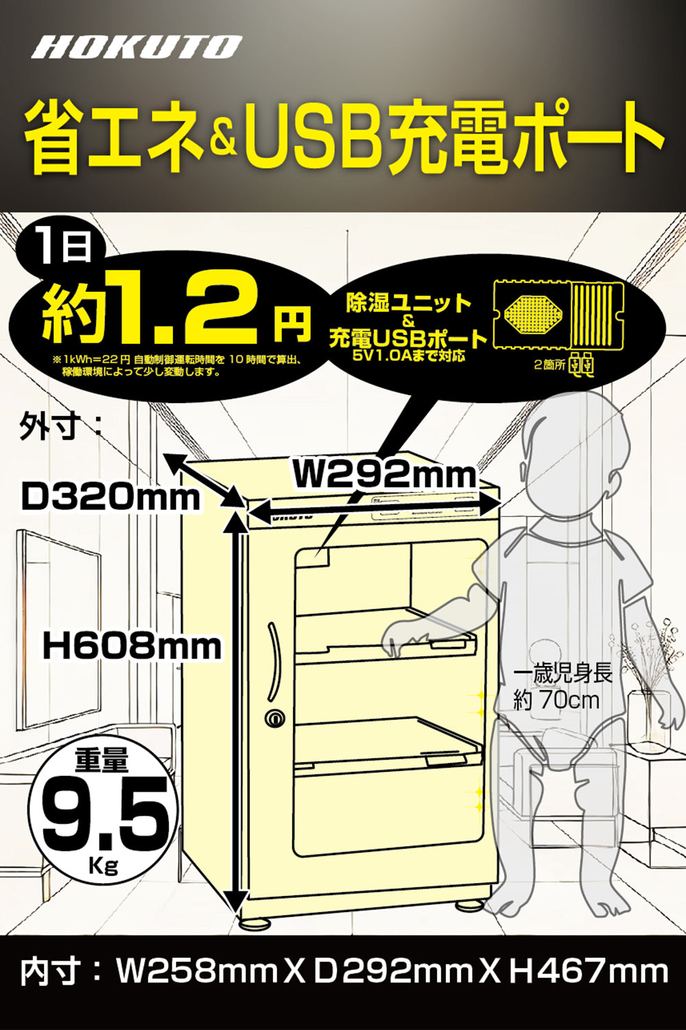 HOKUTO防湿庫・ドライボックス HBシリーズ 50L
