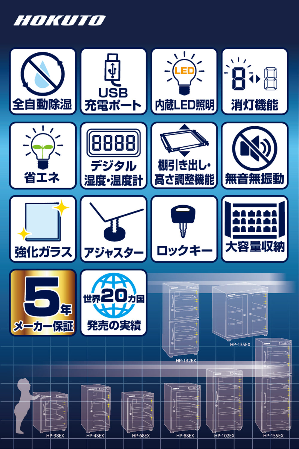 HOKUTO防湿庫・ドライボックス HPシリーズ 102L